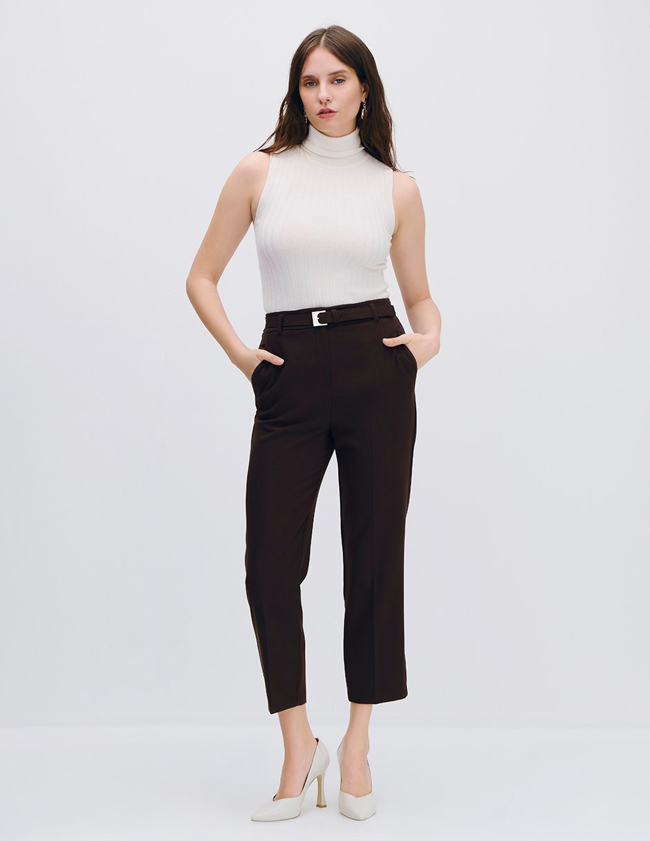 Pantalón esencial moda recto para mujer 4
