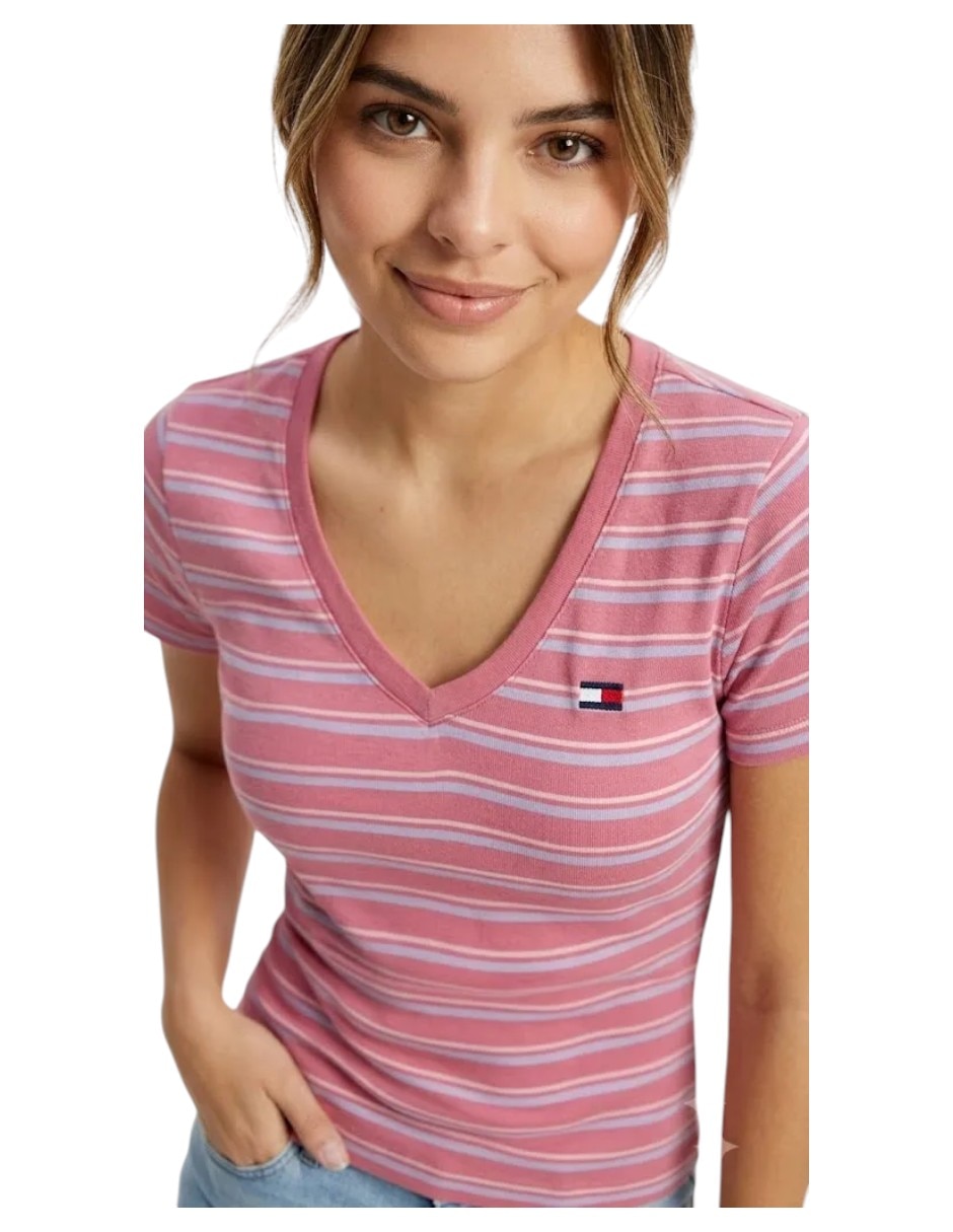 Playera manga corta cuello v para mujer 5
