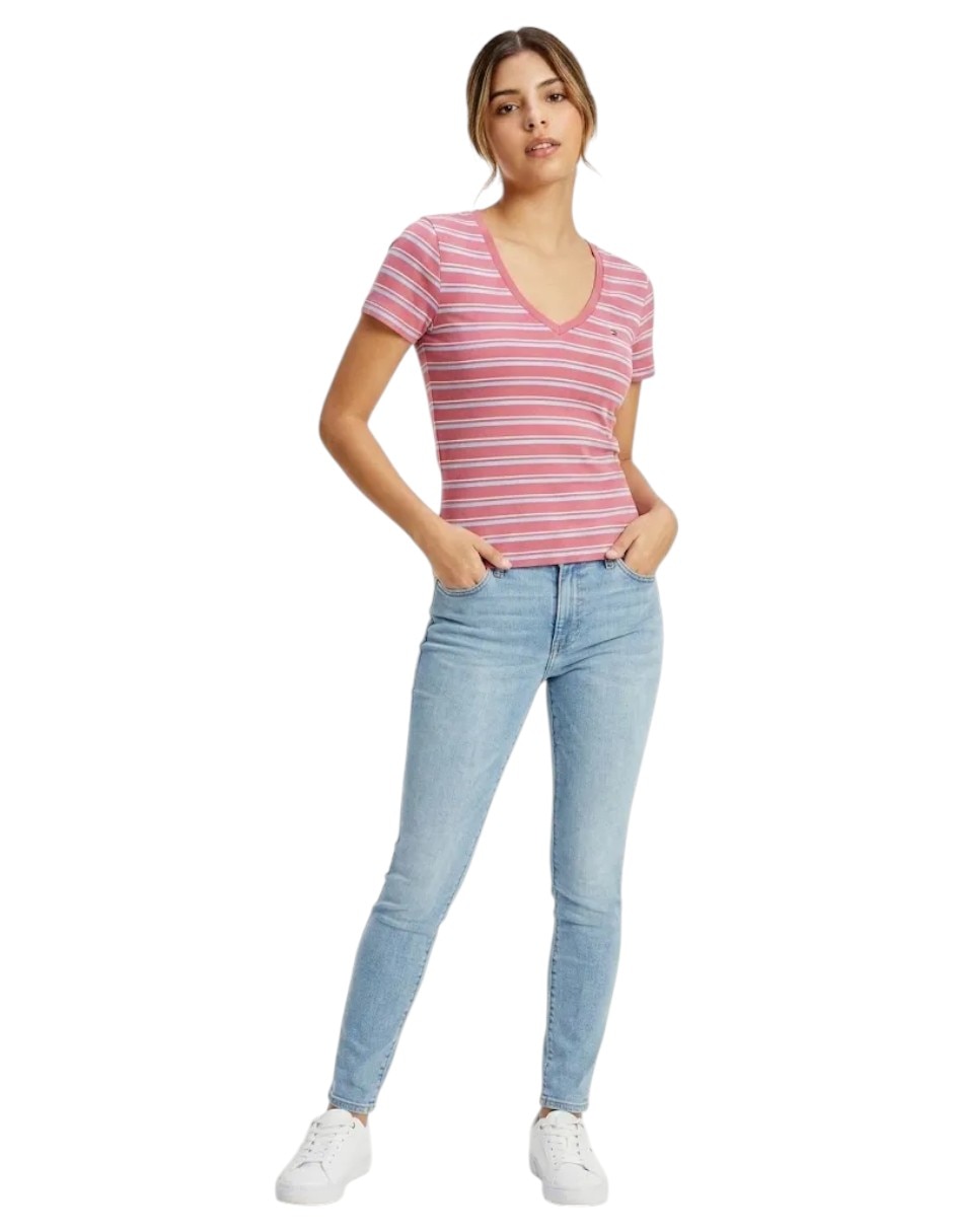 Playera manga corta cuello v para mujer 3