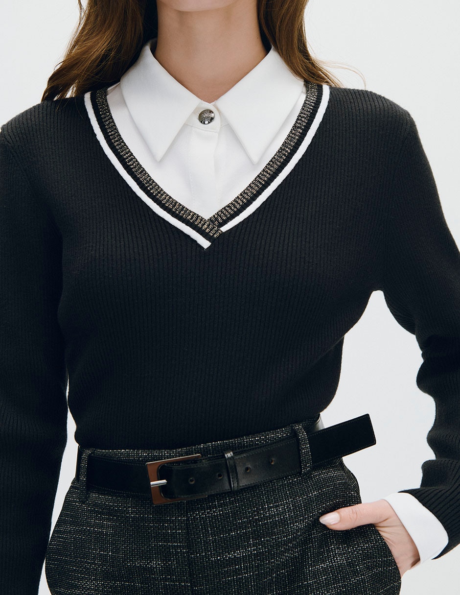 Suéter cuello con escote para mujer 2