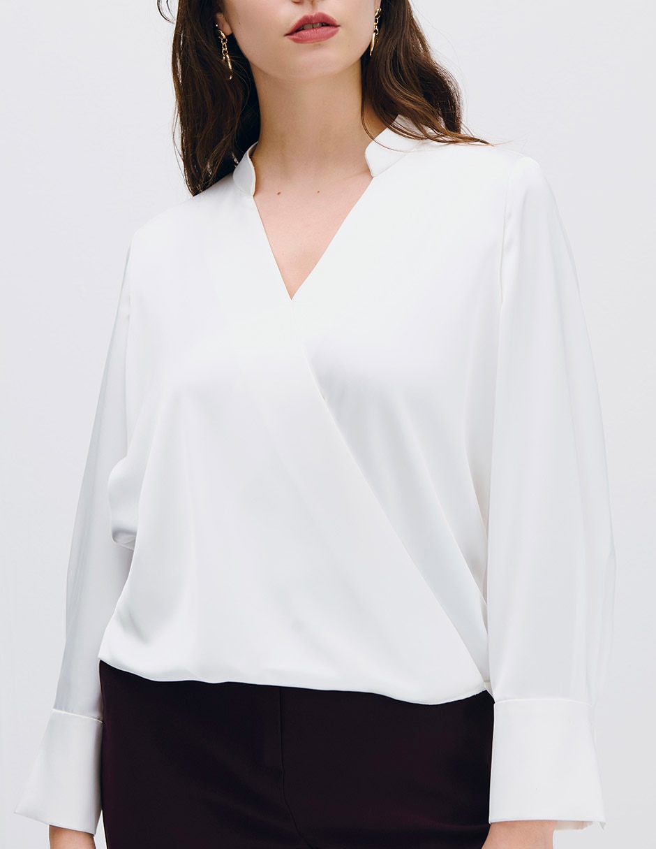 Blusa envolvente manga larga para mujer 4