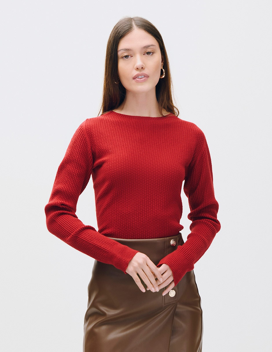 Suéter cuello con escote para mujer