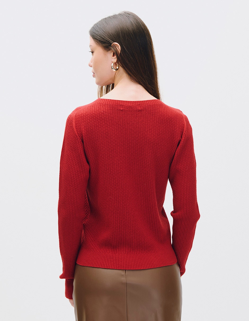 Suéter cuello con escote para mujer