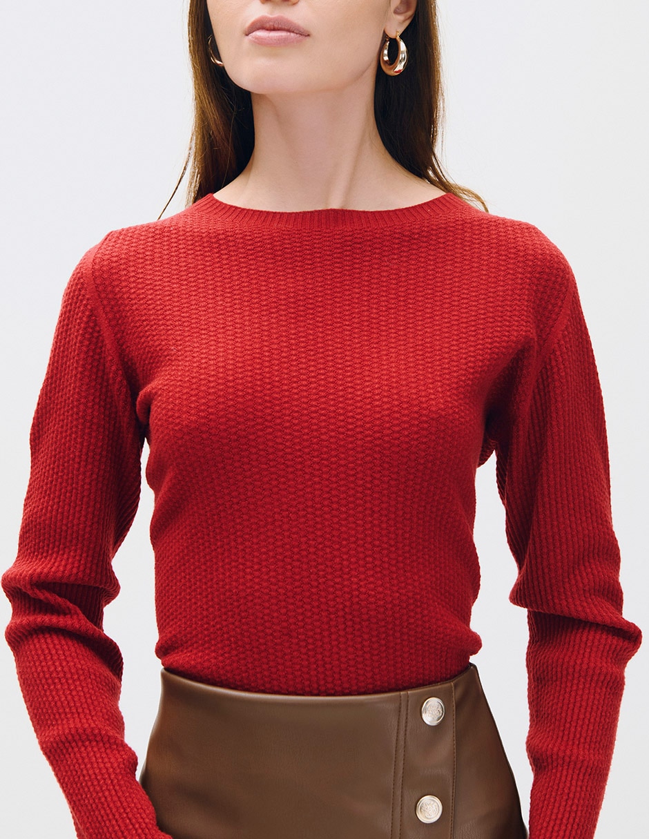 Suéter cuello con escote para mujer