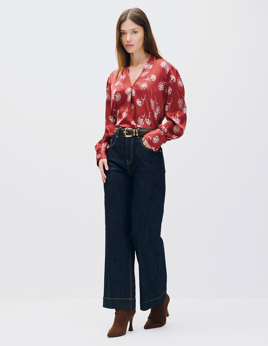 Blusa envolvente koya manga larga para mujer 4