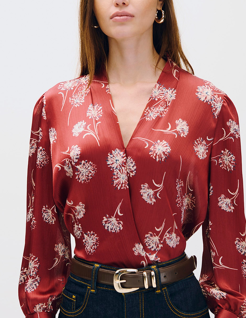Blusa envolvente koya manga larga para mujer 2
