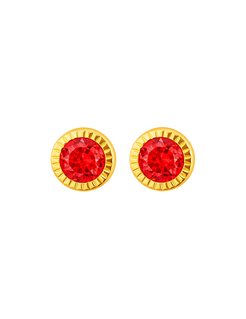 Broqueles de oro amarillo 10 k con acabado brillante zirconia Broqueles de oro amarillo 10 k con acabado brillante zirconia