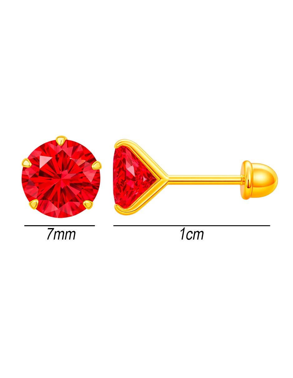 Broqueles de oro amarillo 14 k con acabado brillante zirconia 5