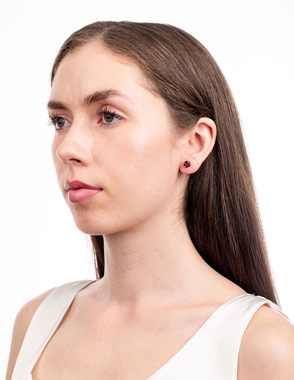 Broqueles de oro amarillo 14 k con acabado brillante zirconia