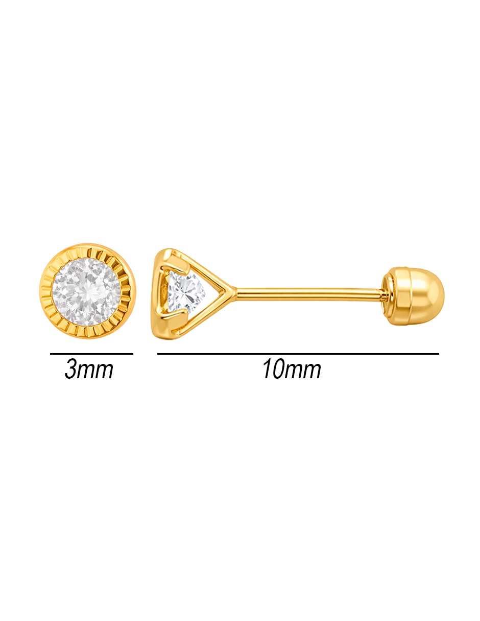 Broqueles de oro amarillo 14 k con acabado brillante zirconia 5