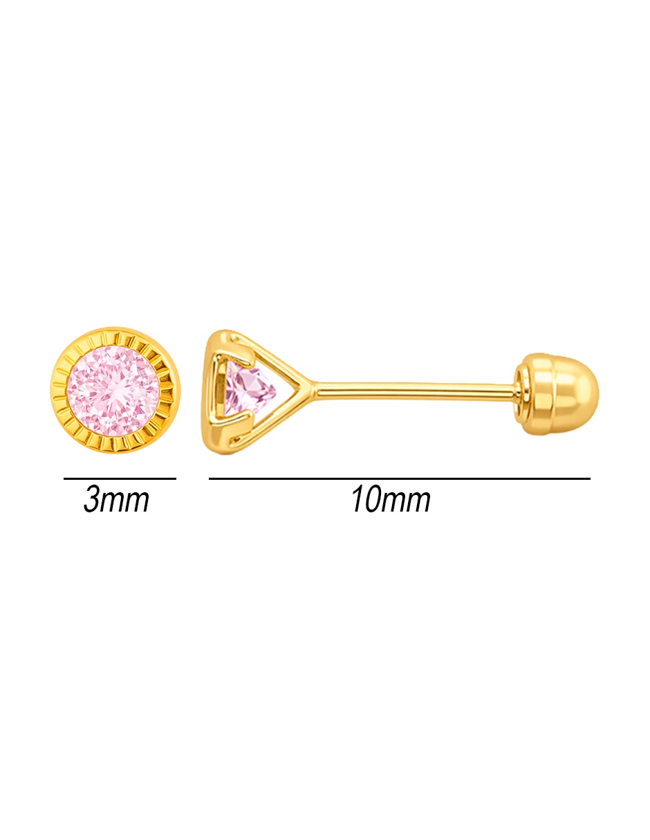 Broqueles de oro amarillo 14 k con acabado brillante zirconia 5