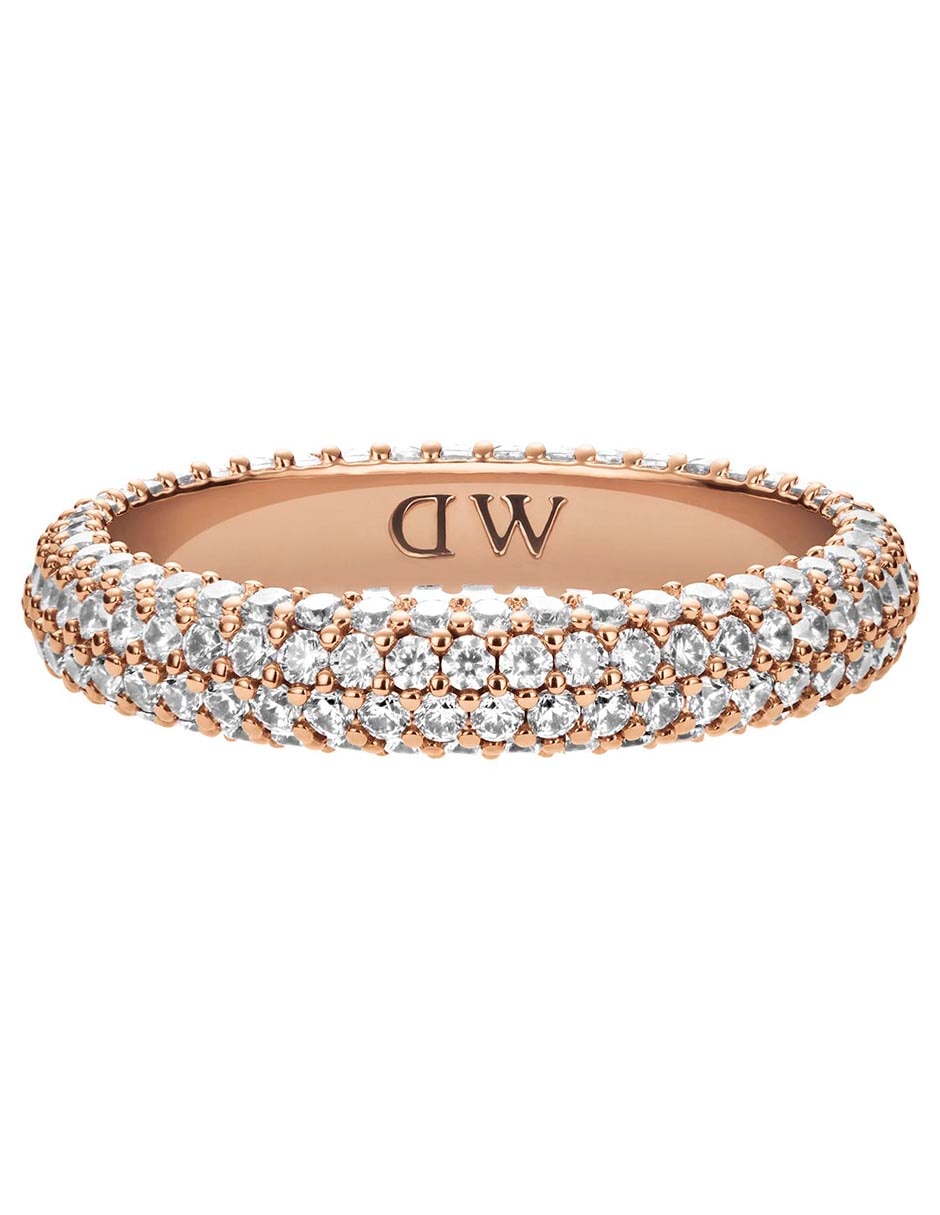 Anillo de acero inoxidable zirconia cúbica chapa de oro