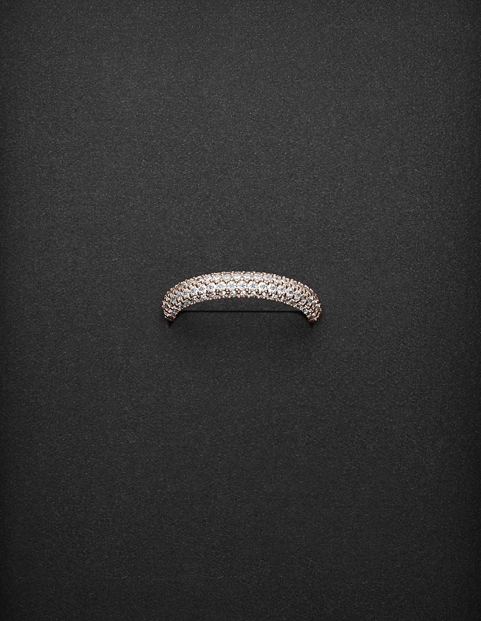 Anillo de acero inoxidable zirconia cúbica chapa de oro 3