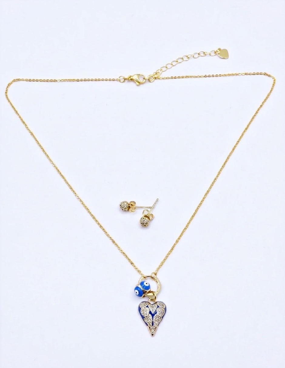 Set de collar y aretes fantasia de oro 18 k