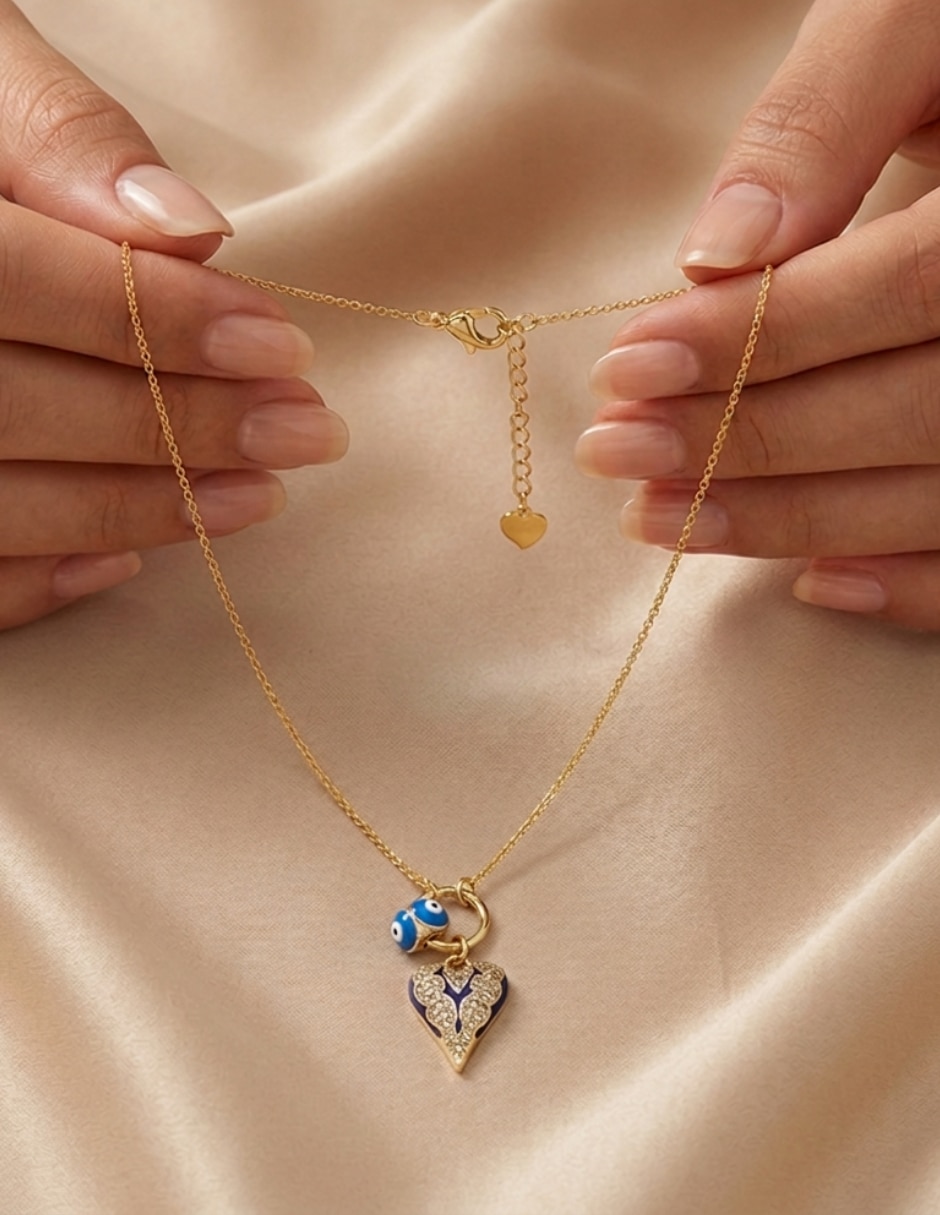 Set de collar y aretes fantasia de oro 18 k