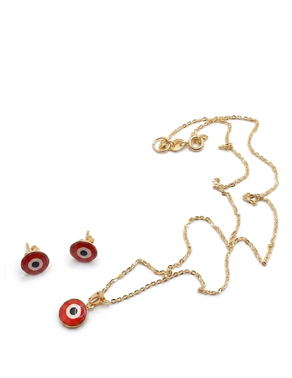 Set de collar y aretes fantasia de oro 18 k