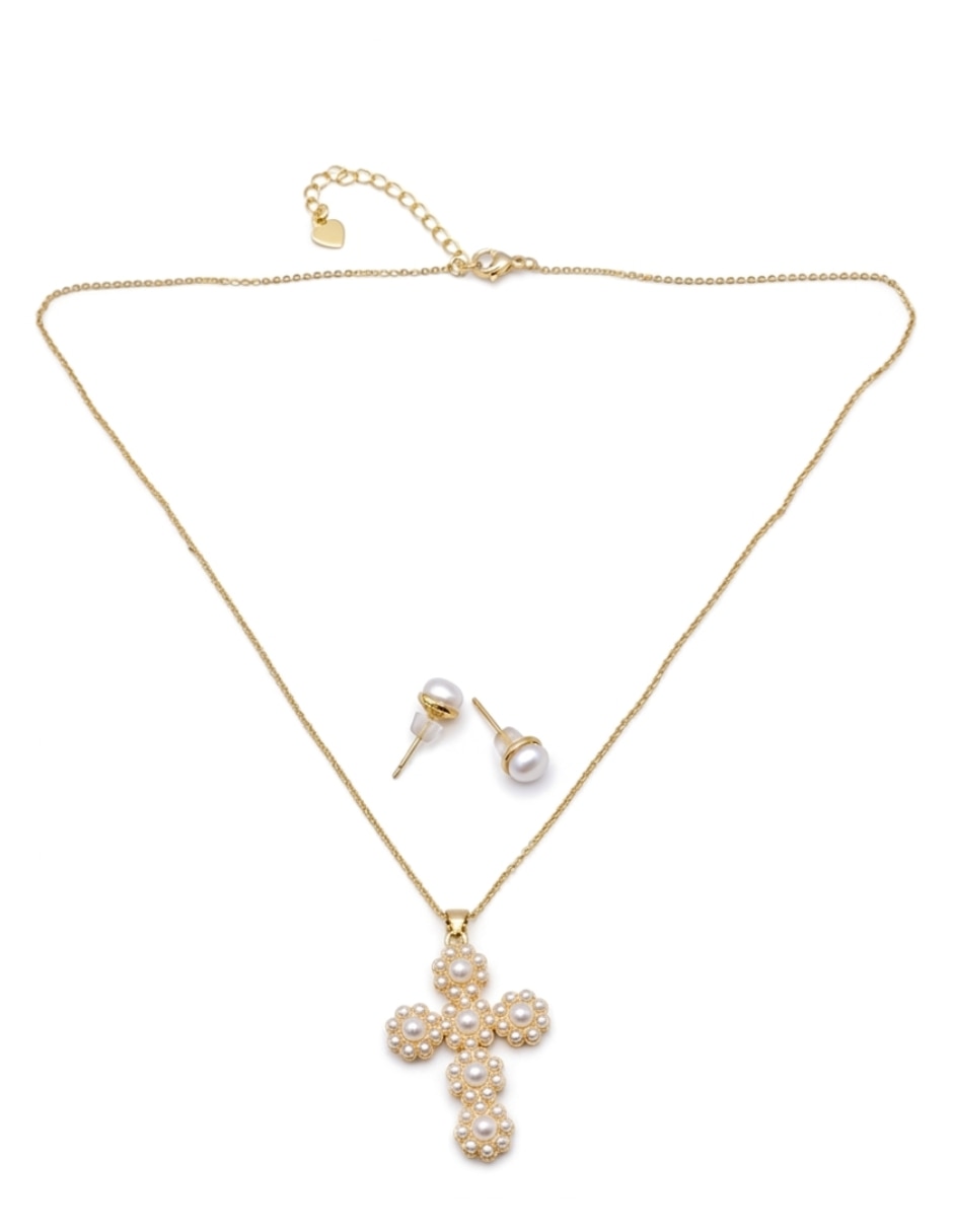 Set de collar y aretes fantasia de oro 18 k