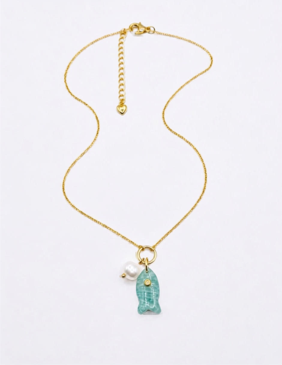 Set de collar y aretes fantasia de oro 18 k
