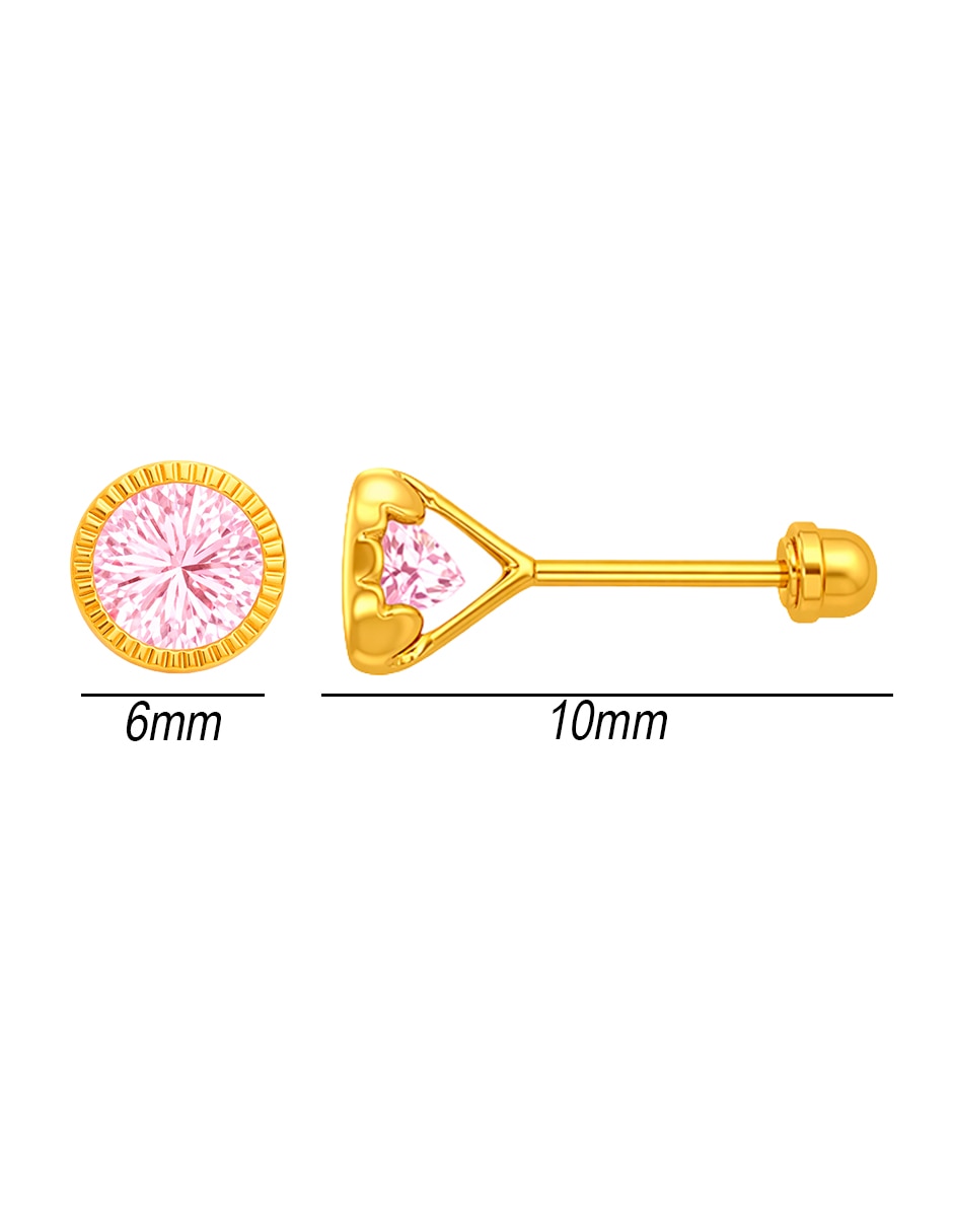 Broqueles de oro amarillo 14 k con acabado brillante zirconia 5
