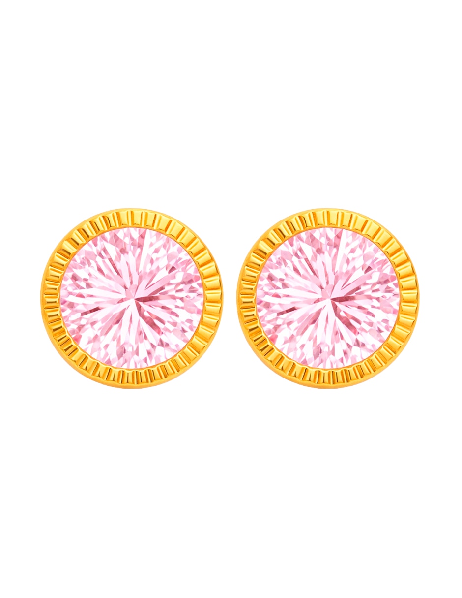 Broqueles de oro amarillo 10 k con acabado brillante zirconia Broqueles de oro amarillo 10 k con acabado brillante zirconia
