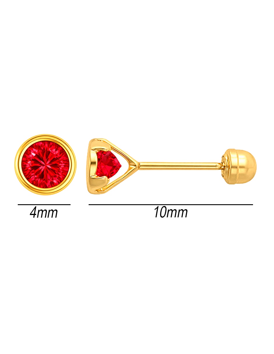 Broqueles de oro amarillo 14 k con acabado brillante zirconia 5