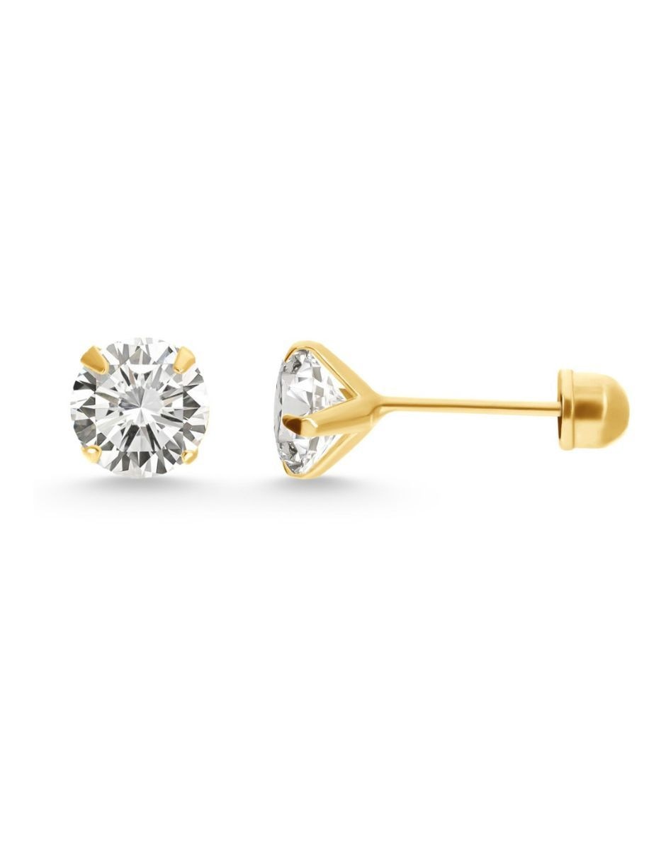 Broqueles de oro 14 k con acabado brillante zirconia 2