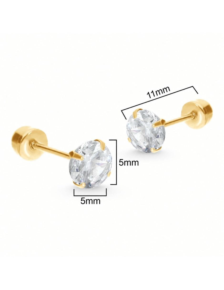 Broqueles de oro 14 k con acabado brillante zirconia 3