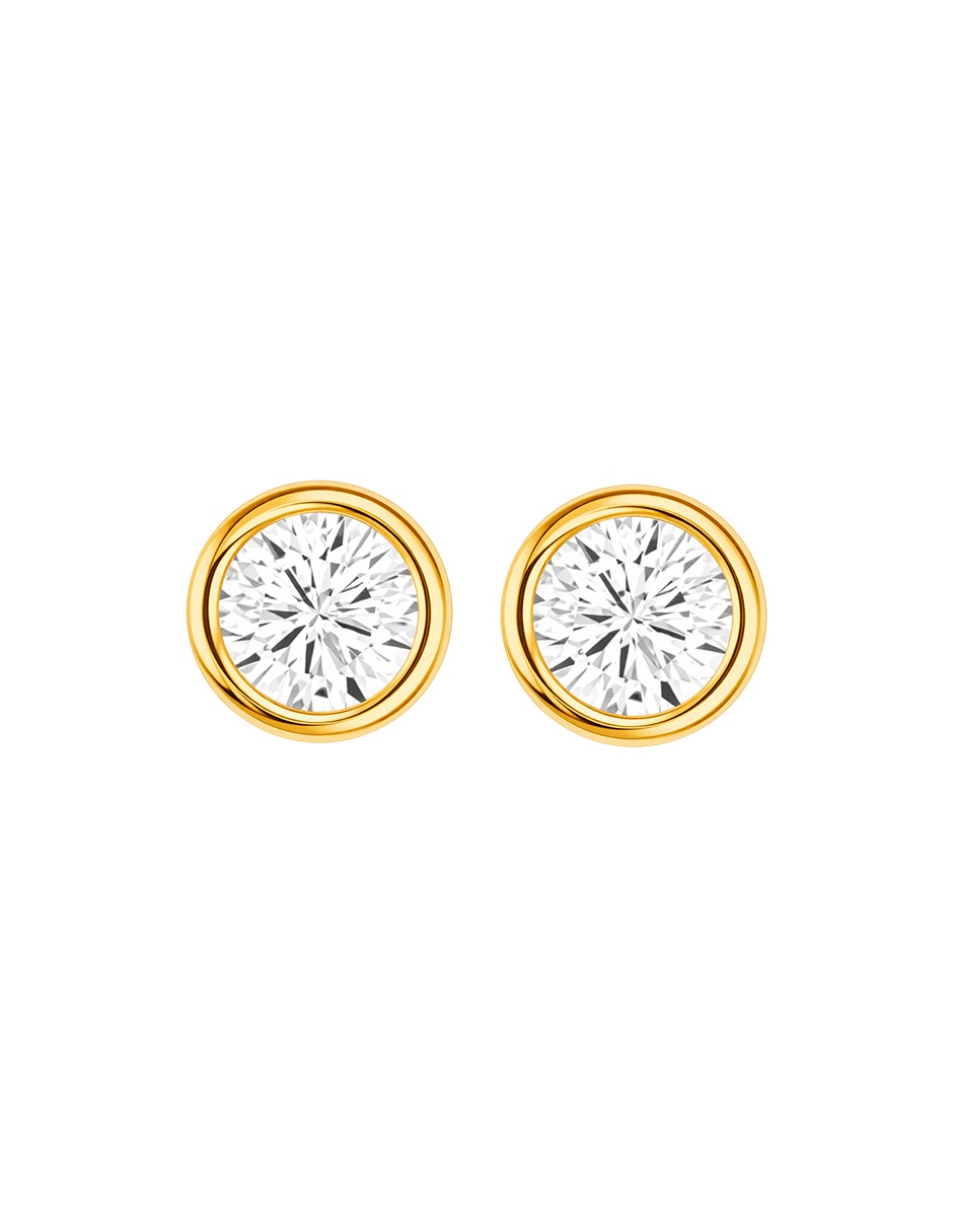 Broqueles de oro amarillo 14 k con acabado brillante zirconia Broqueles de oro amarillo 14 k con acabado brillante zirconia