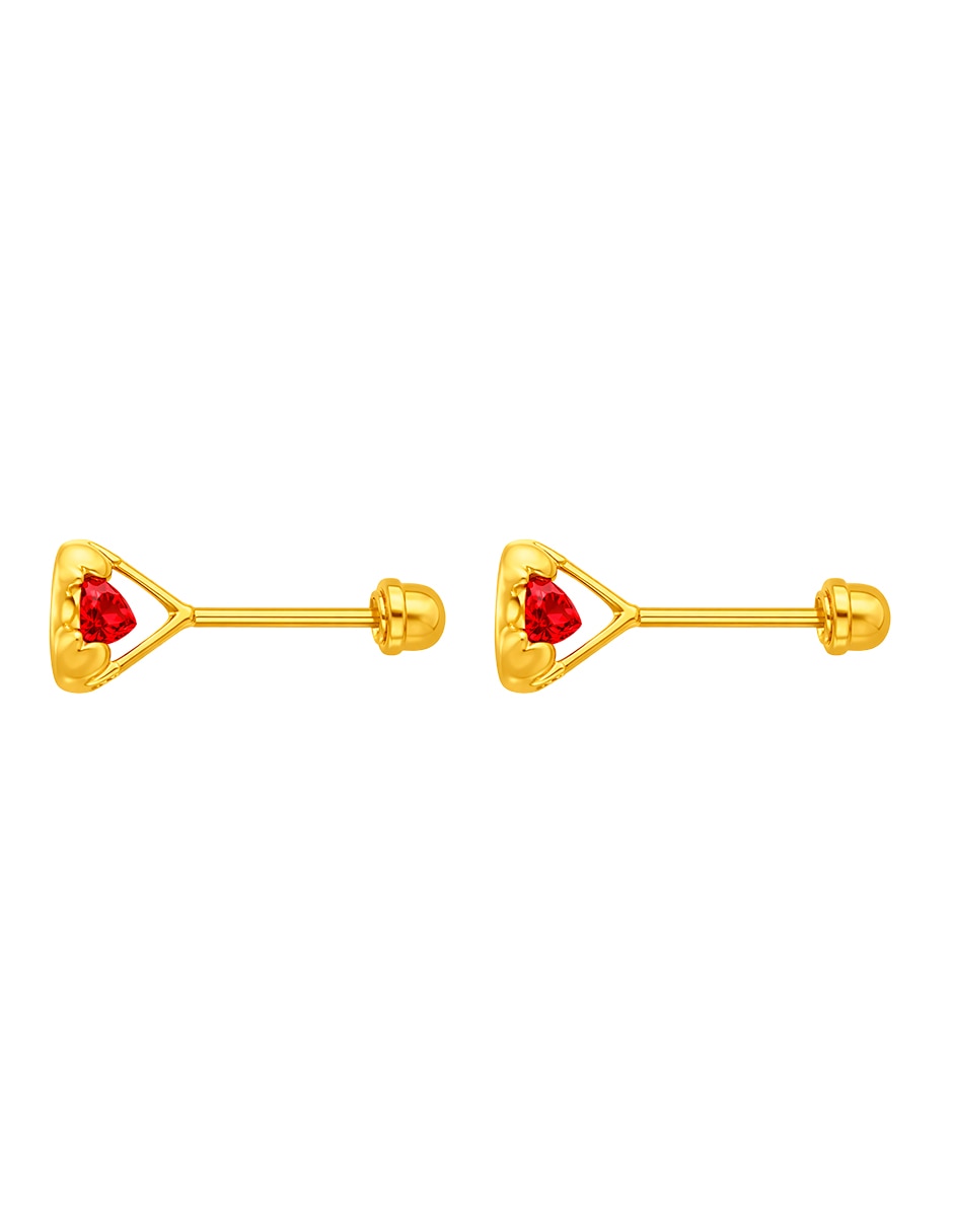 Broqueles de oro amarillo 14 k con acabado brillante zirconia 2