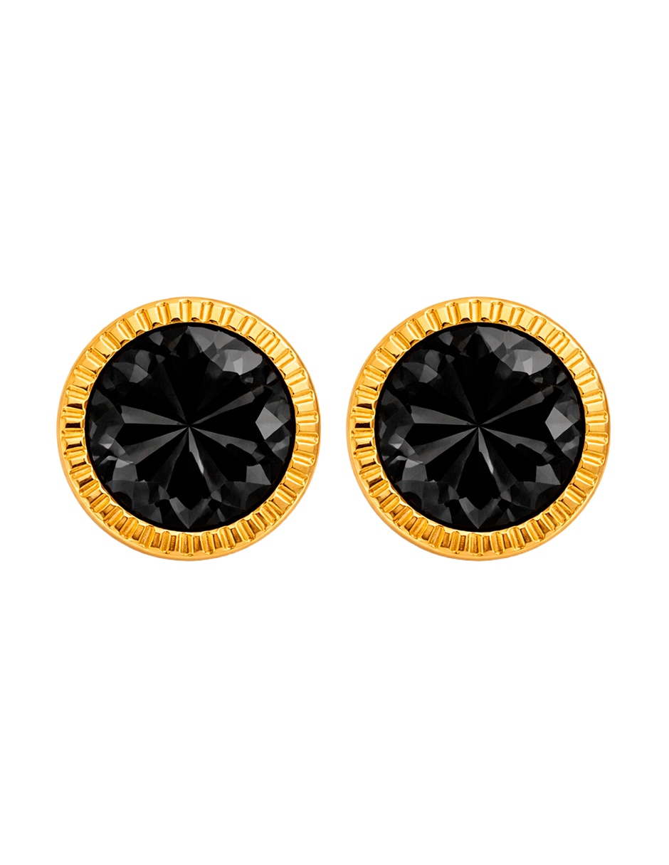 Broqueles de oro amarillo 14 k con acabado brillante zirconia Broqueles de oro amarillo 14 k con acabado brillante zirconia