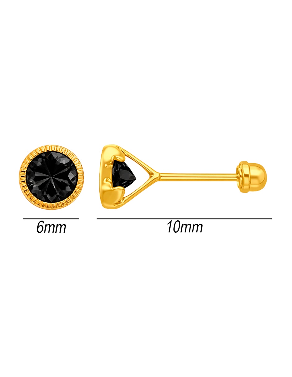 Broqueles de oro amarillo 14 k con acabado brillante zirconia 5