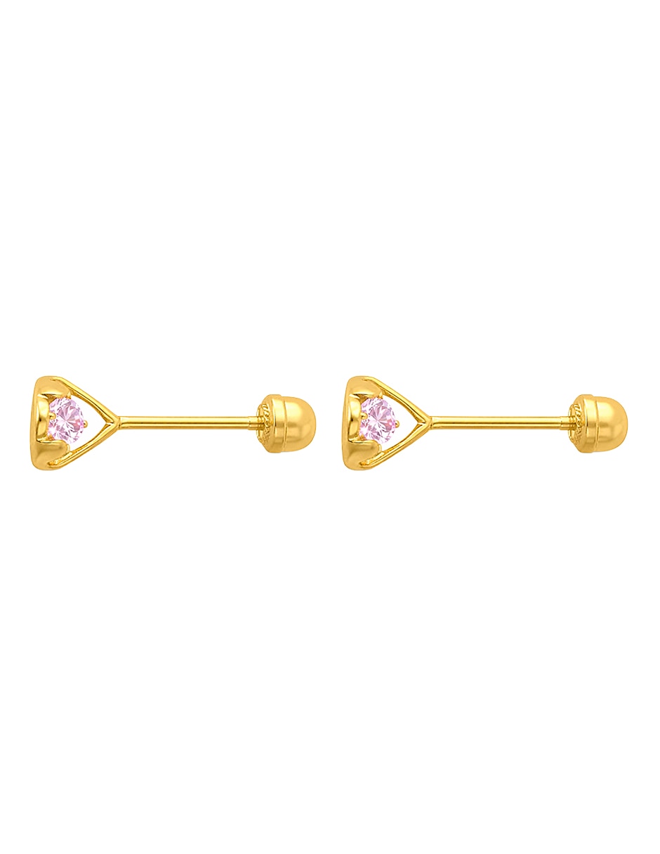 Broqueles de oro amarillo 14 k con acabado brillante zirconia 2