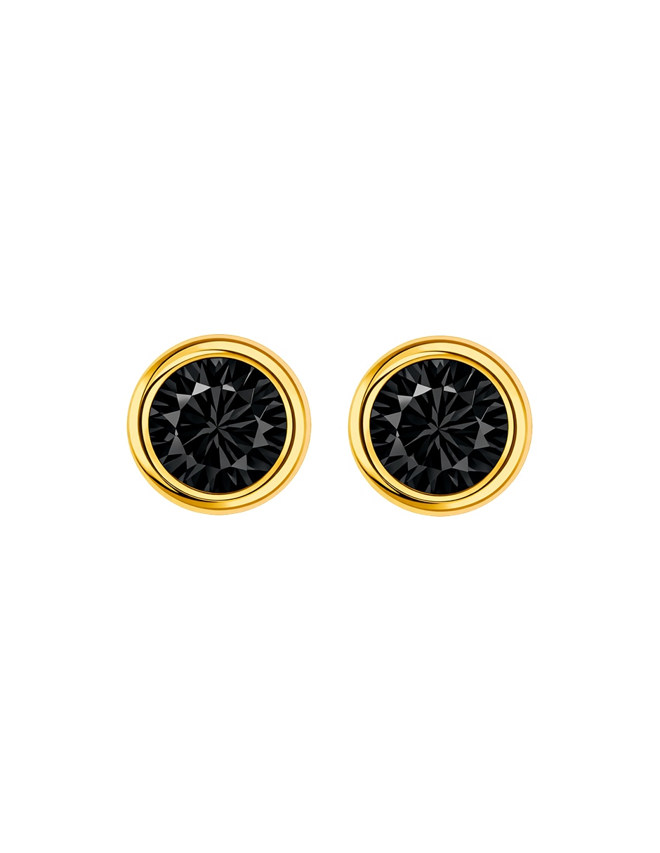 Broqueles de oro 14 k con acabado brillante zirconia