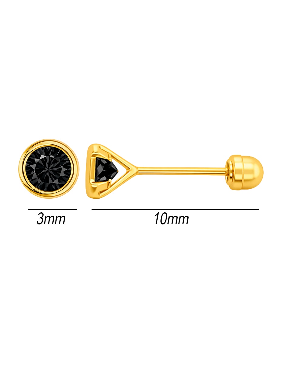 Broqueles de oro 14 k con acabado brillante zirconia 5