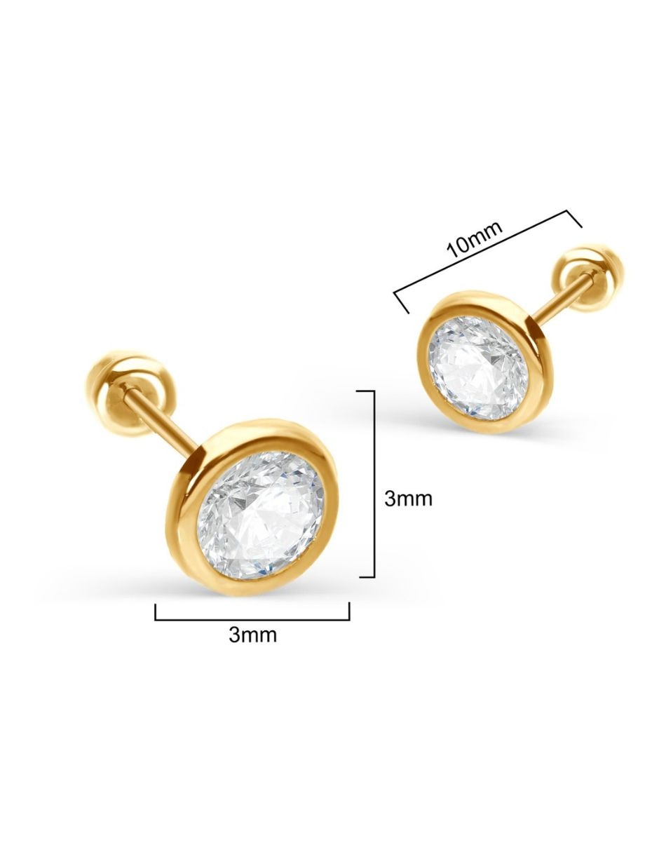 Broqueles de oro 14 k con acabado brillante zirconia 3