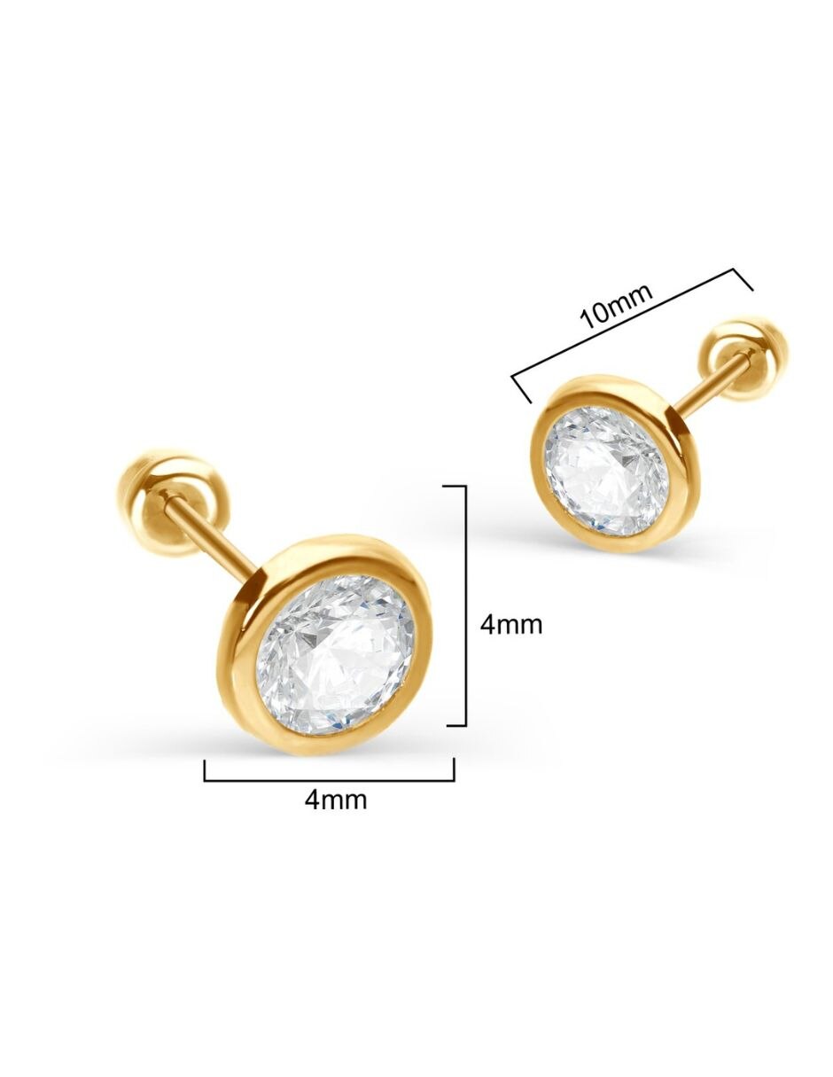 Broqueles de oro 14 k con acabado brillante zirconia 3