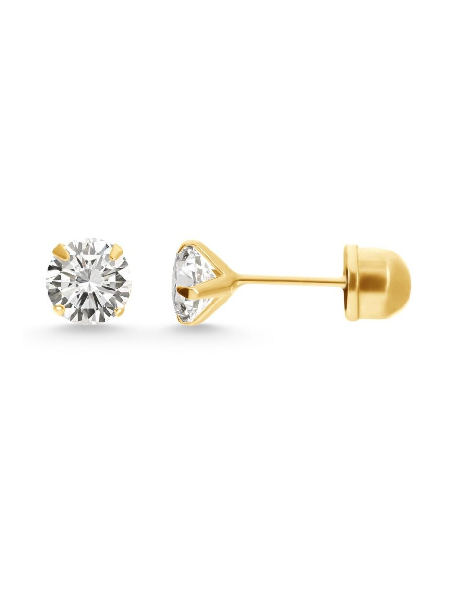 Broqueles de oro 14 k con acabado brillante zirconia 2