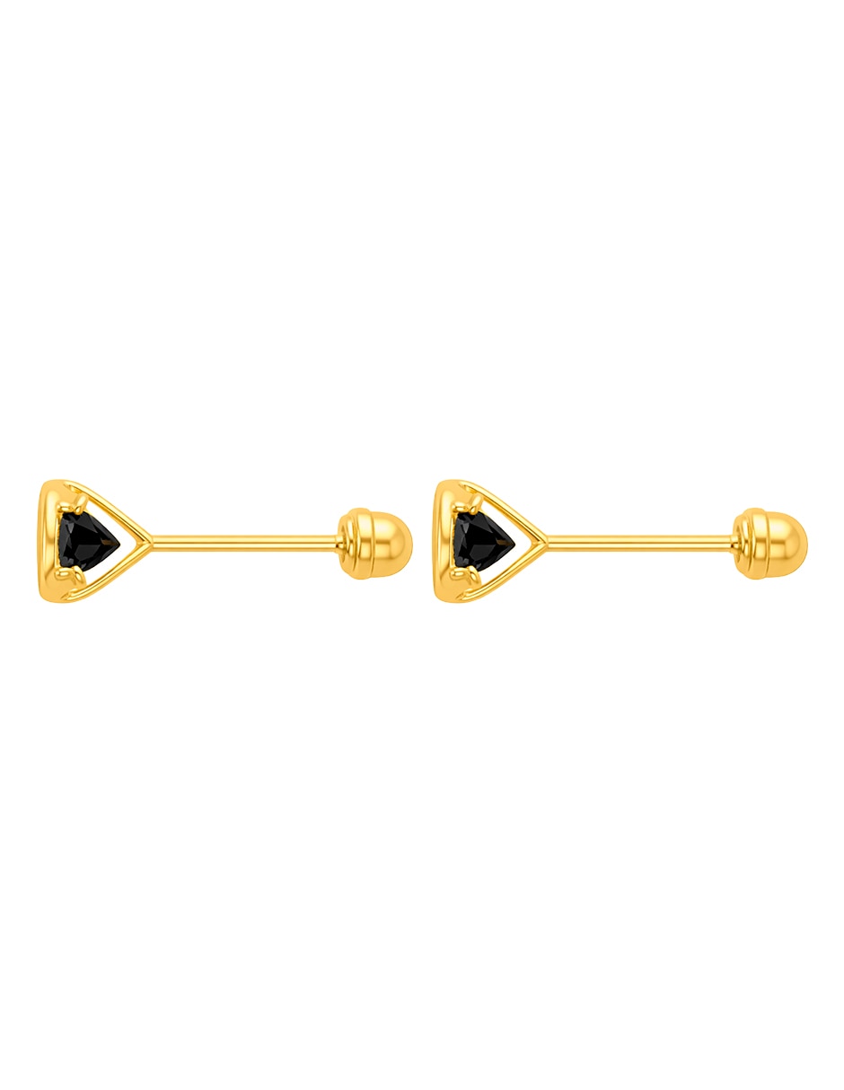 Broqueles de oro amarillo 14 k con acabado brillante zirconia 3