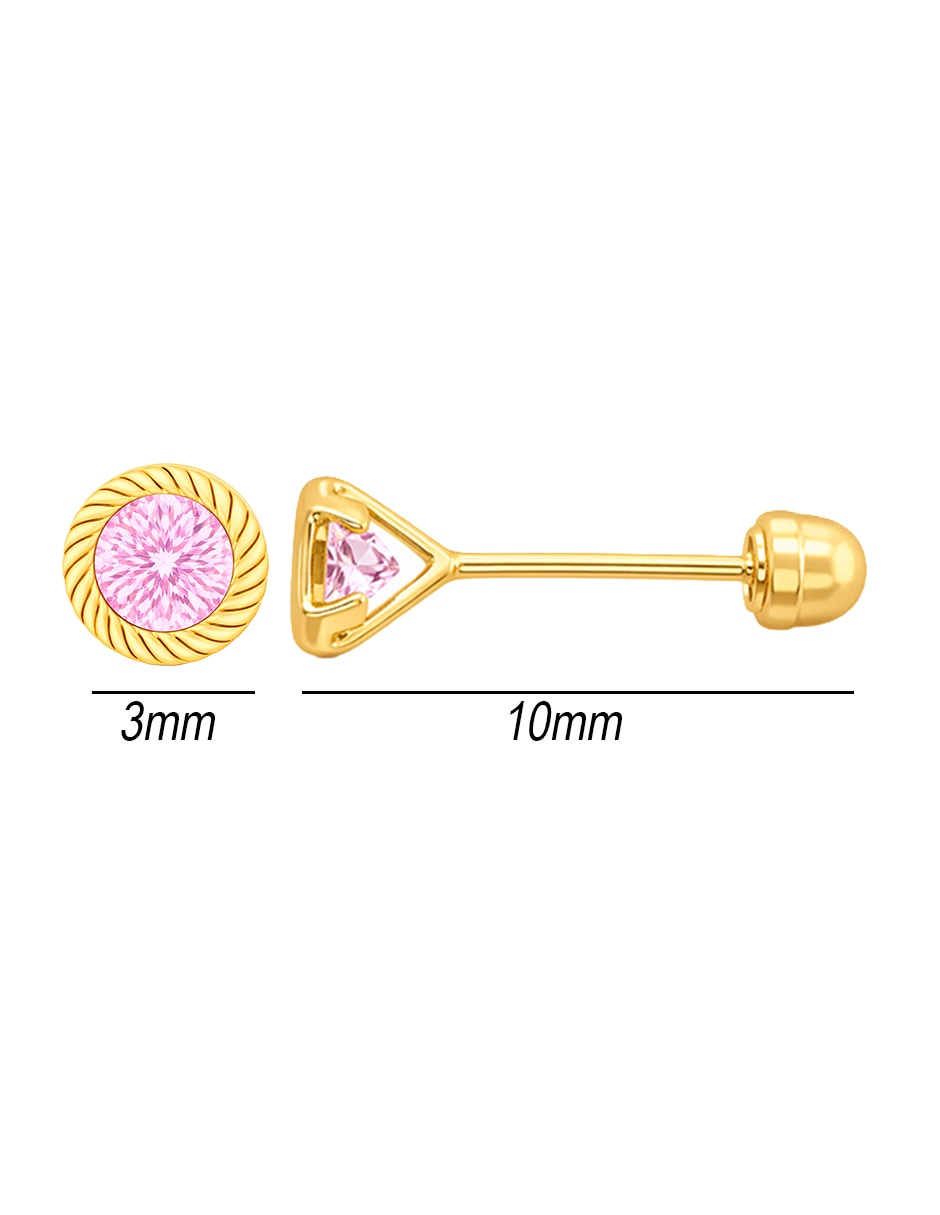 Broqueles de oro amarillo 10 k con acabado brillante zirconia 5