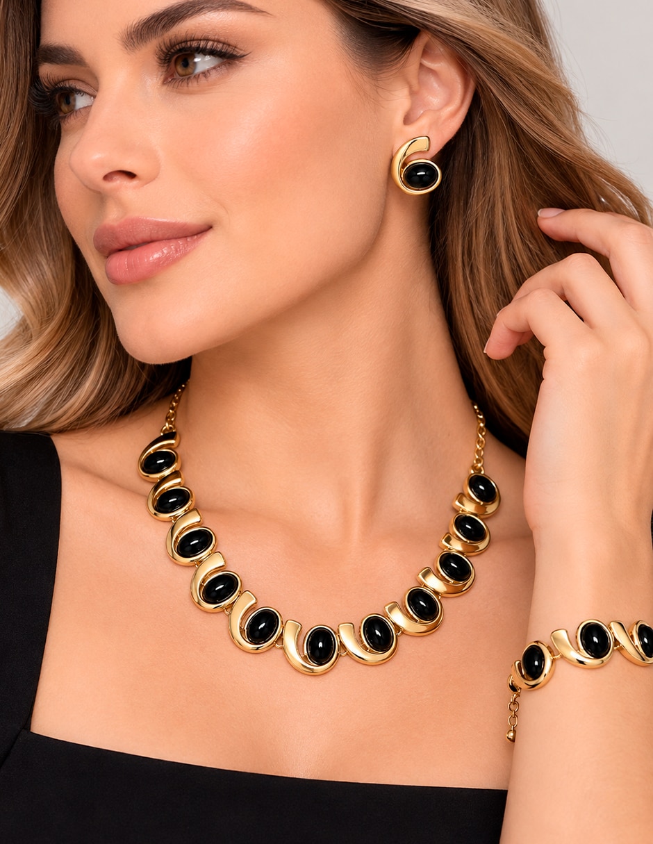 Set collar pulsera y aretes de acero