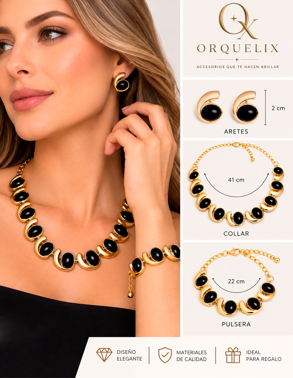 Set collar pulsera y aretes de acero