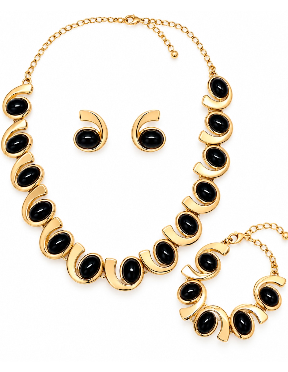 Set collar pulsera y aretes de acero
