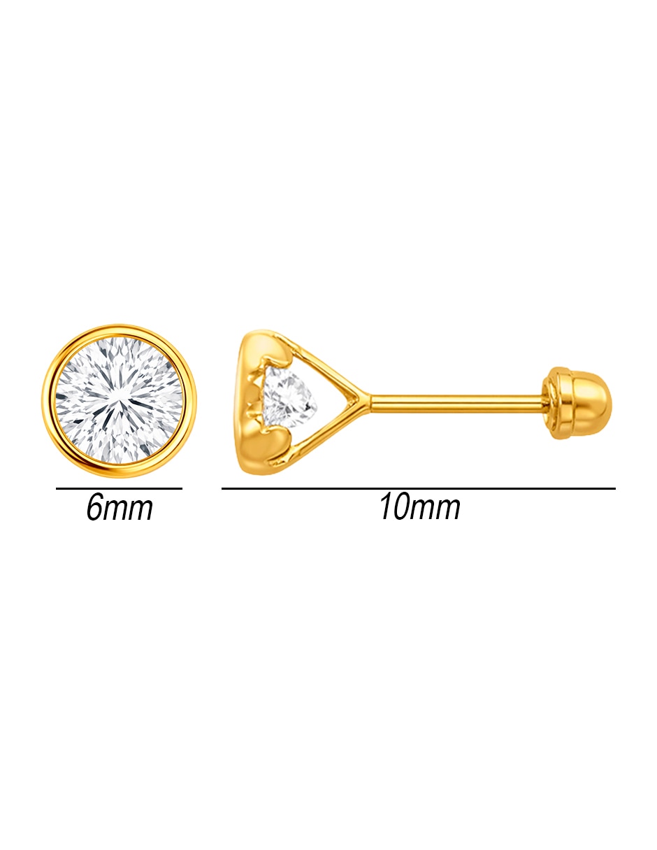Broqueles de oro amarillo 14 k con acabado brillante zirconia 5