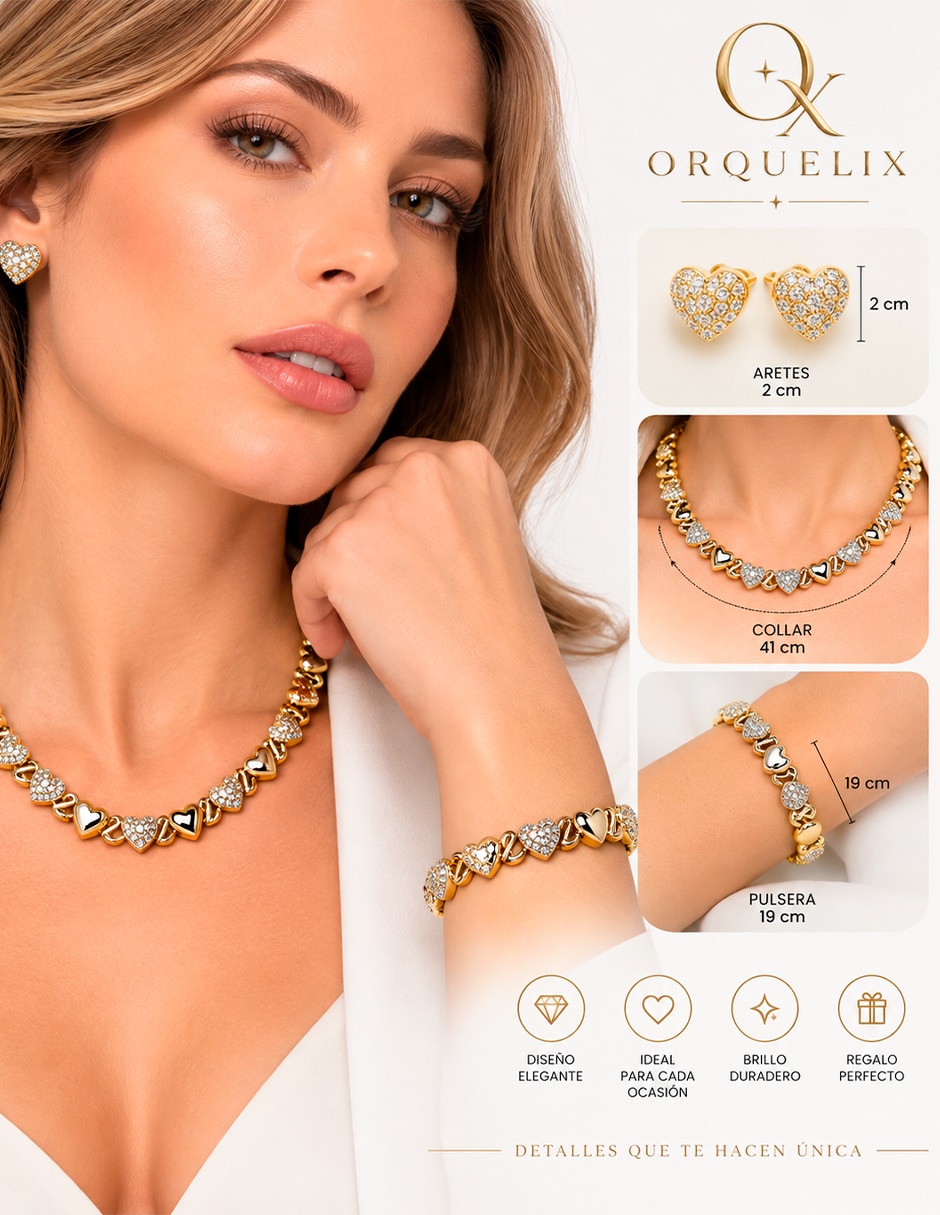 Set collar pulsera y aretes de acero zirconia