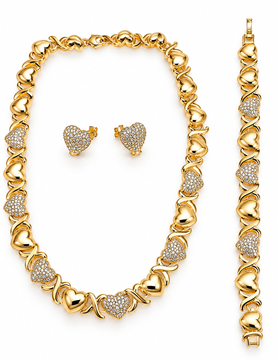 Set collar pulsera y aretes de acero zirconia