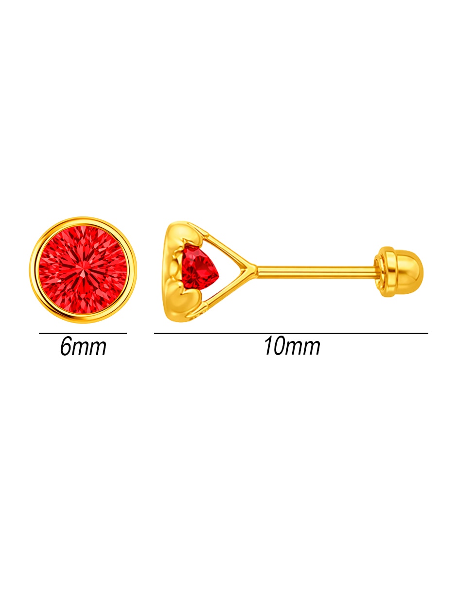 Broqueles de oro amarillo 14 k con acabado brillante zirconia 5