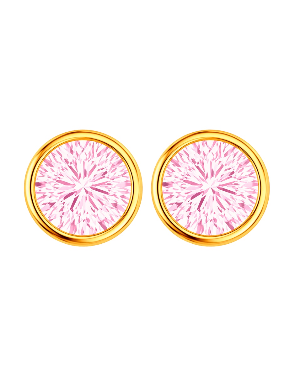 Broqueles de oro amarillo 14 k con acabado brillante zirconia Broqueles de oro amarillo 14 k con acabado brillante zirconia