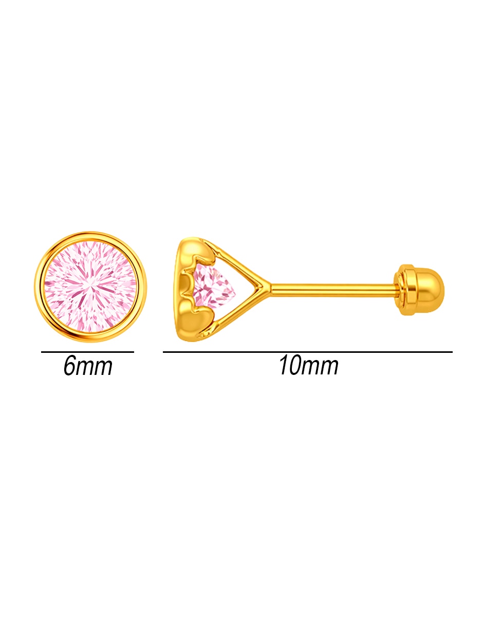 Broqueles de oro amarillo 14 k con acabado brillante zirconia 5