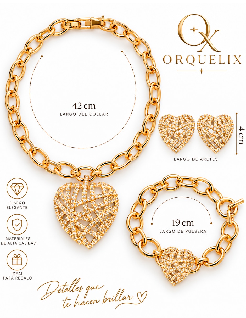 Set collar pulsera y aretes de acero zirconia