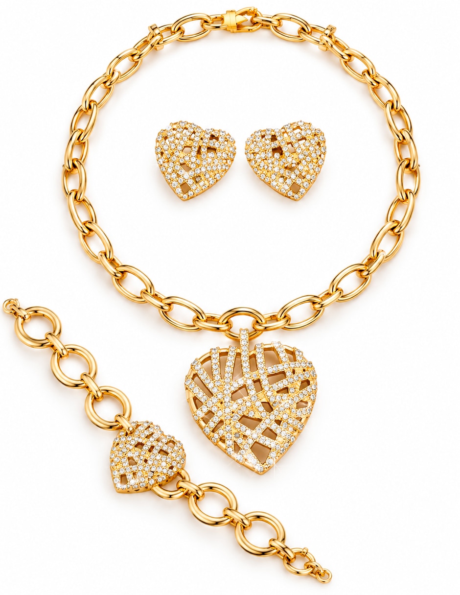 Set collar pulsera y aretes de acero zirconia